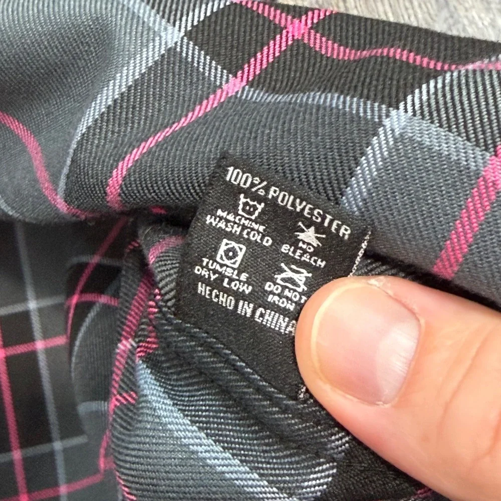 Dixxon Flannel Snap-On Button Down Shirt Men 2XL Grey Pink Plaid Limited Edition